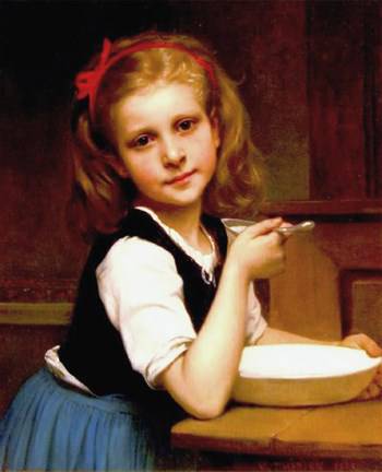 The Soup by Charles Victor Thirion — hand-painted portrait oil painting reproduction on canvas