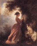 The Souvenir by Jean-Honore Fragonard — female oil painting wall art, Rococo