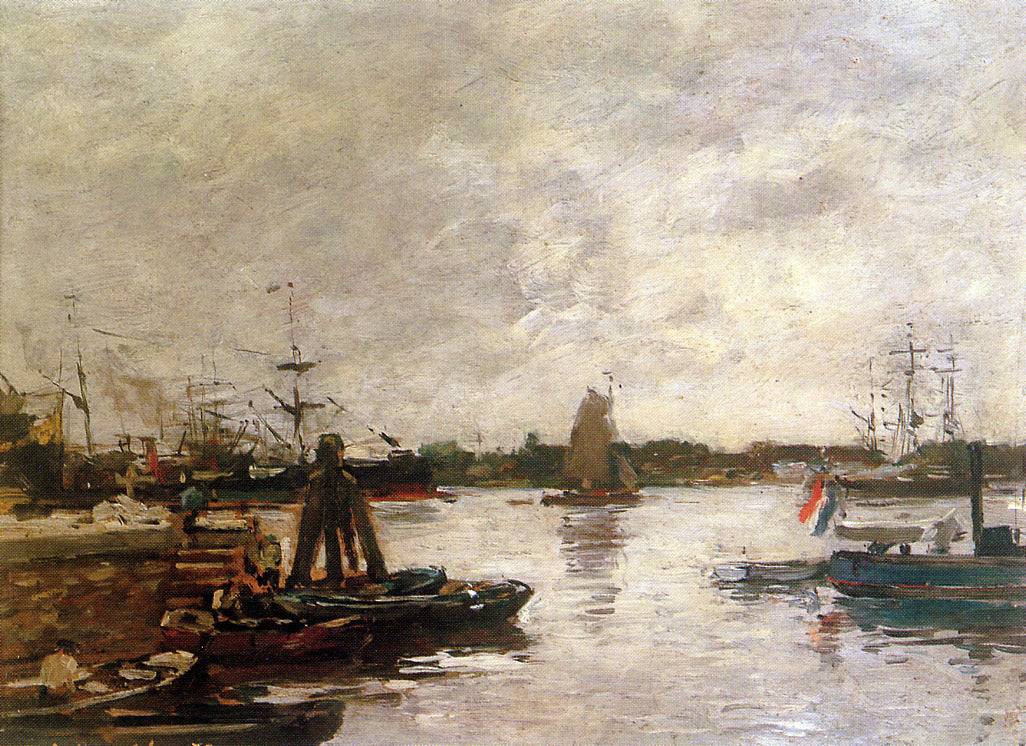 The Spanish quay in Rotterdam Sun - Eugene Boudin