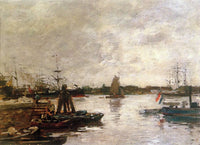 The Spanish quay in Rotterdam Sun by Eugene Boudin — hand-painted landscape oil painting reproduction on canvas