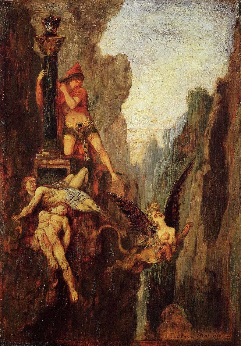 The Sphinx Defeated by Gustave Moreau — hand-painted cultural oil painting reproduction on canvas
