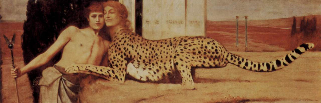 The Sphinx or The Caress by Fernand Khnopff, hand-painted animal oil painting reproduction on canvas