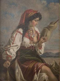The Spinner by Anton Romako — hand-painted portrait oil painting reproduction on canvas