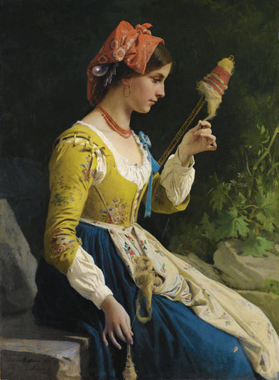 The spinner by Eleuterio Pagliano — oil painting reproduction