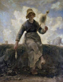 The Spinner, Goatherd of the Auvergne by Jean-Francois Millet — hand-painted landscape oil painting reproduction on canvas