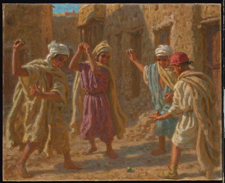 The Spinning Top Game by Nasreddine Dinet — hand-painted cultural oil painting reproduction on canvas