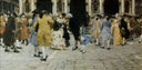 The square during the 1700s by Giacomo Favretto, heritage oil painting wall art, Realism