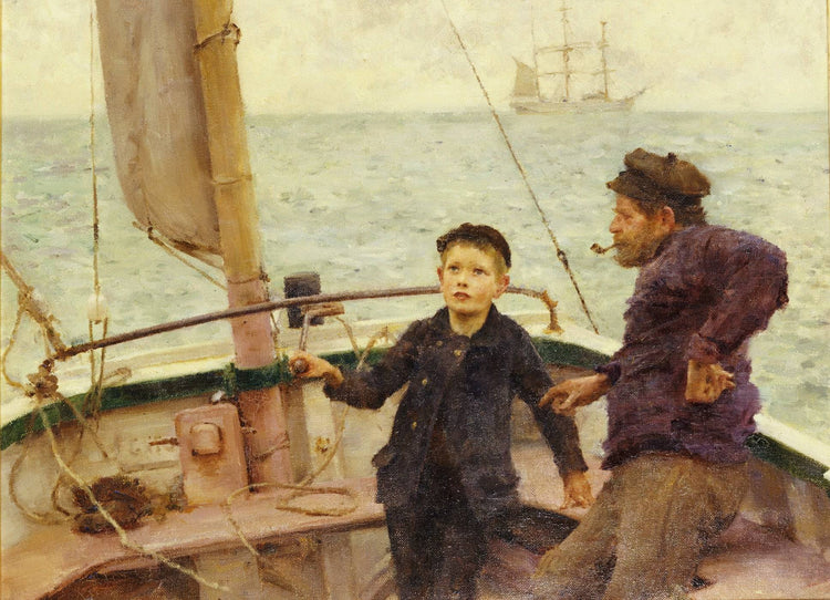 The Steering Lesson - Henry Scott Tuke