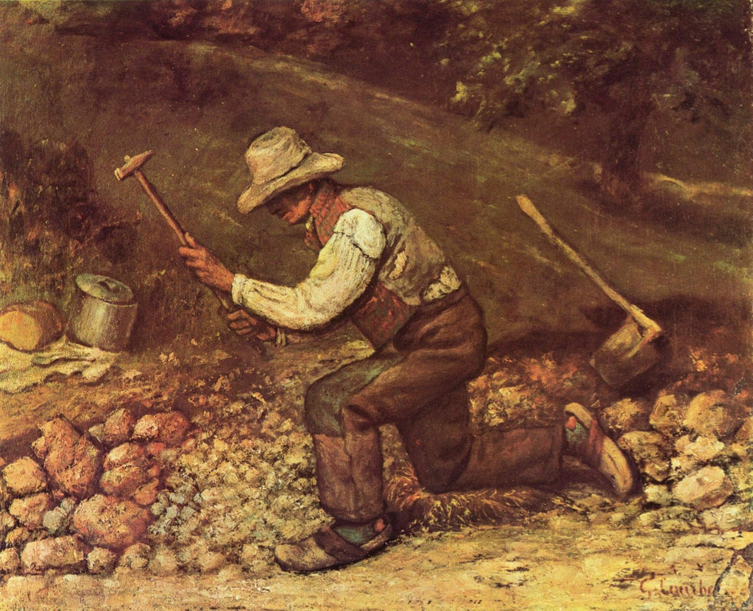 The Stone Breaker by Gustave Courbet — hand-painted landscape oil painting reproduction on canvas