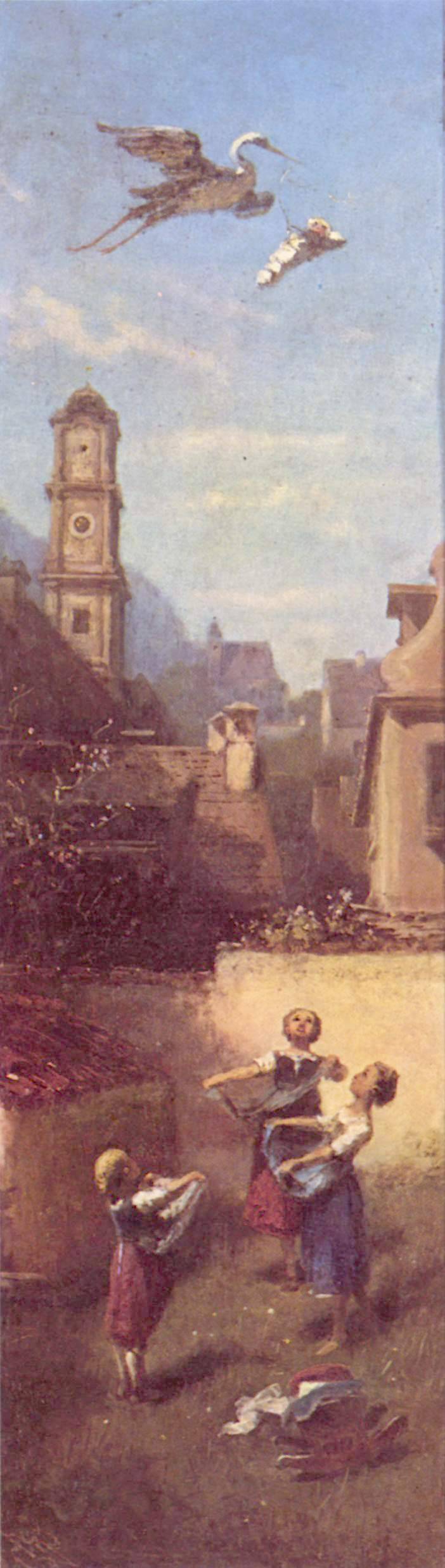 The stork by Carl Spitzweg, hand-painted animal oil painting reproduction on canvas