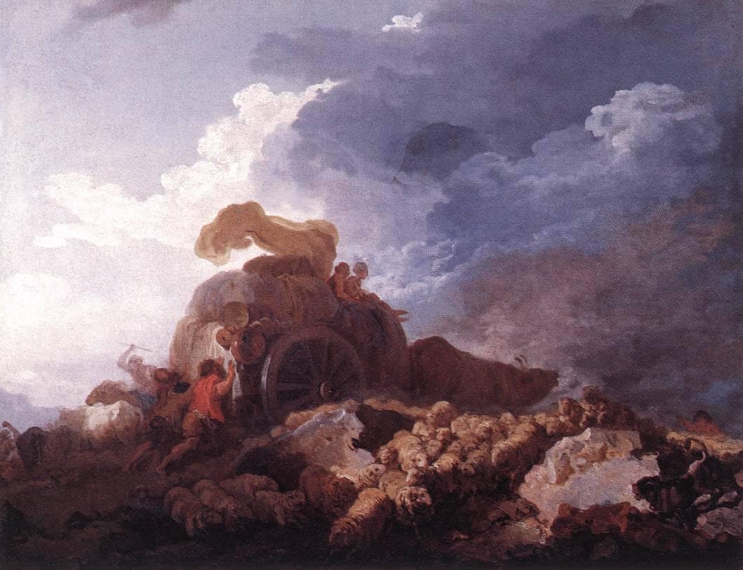 The Storm by Jean-Honore Fragonard — hand-painted landscape oil painting reproduction on canvas