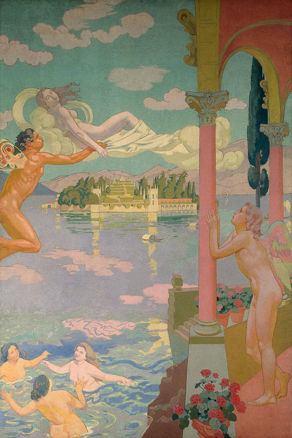 The Story of Psyche: panel 2. Zephyr Transporting Psyche to the Island of Delight by Maurice Denis — hand-painted cultural oil painting reproduction on canvas
