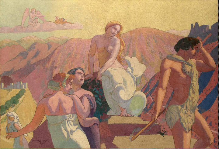 The Story of Psyche: panel 6. Psyche's Kin Bid Her Farewell on a Mountain Top by Maurice Denis — hand-painted abstract oil painting reproduction on canvas