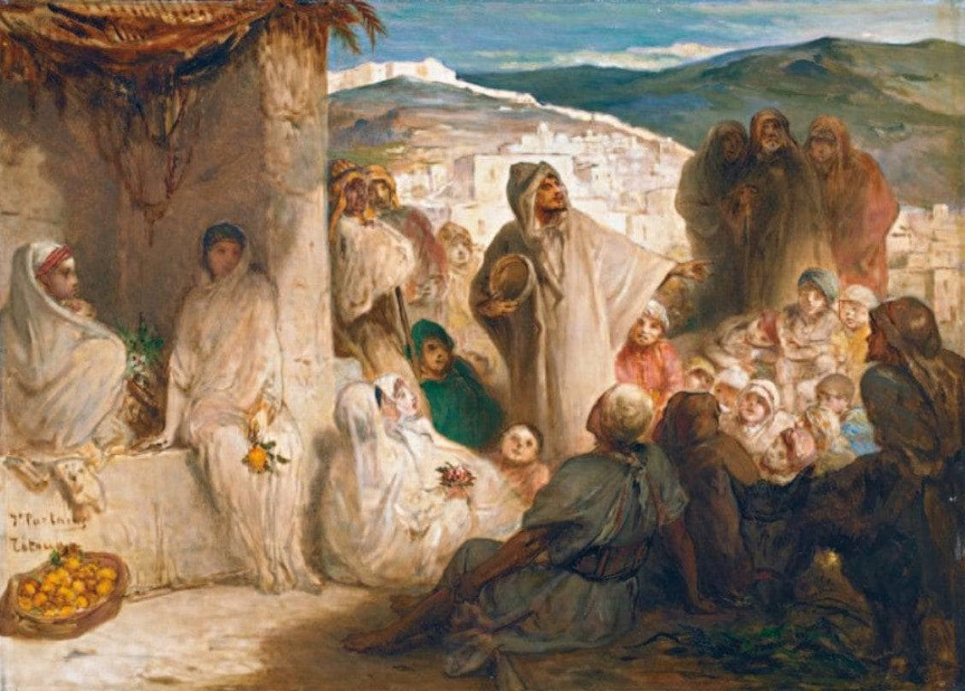 The Story Teller in Tétouan by Jean-François Portaels — hand-painted cultural oil painting reproduction on canvas