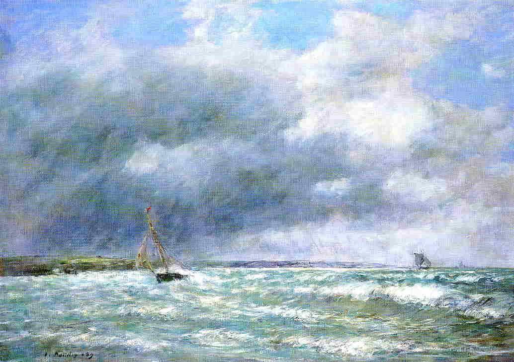 The Stranded Boat by Eugene Boudin — hand-painted landscape oil painting reproduction on canvas