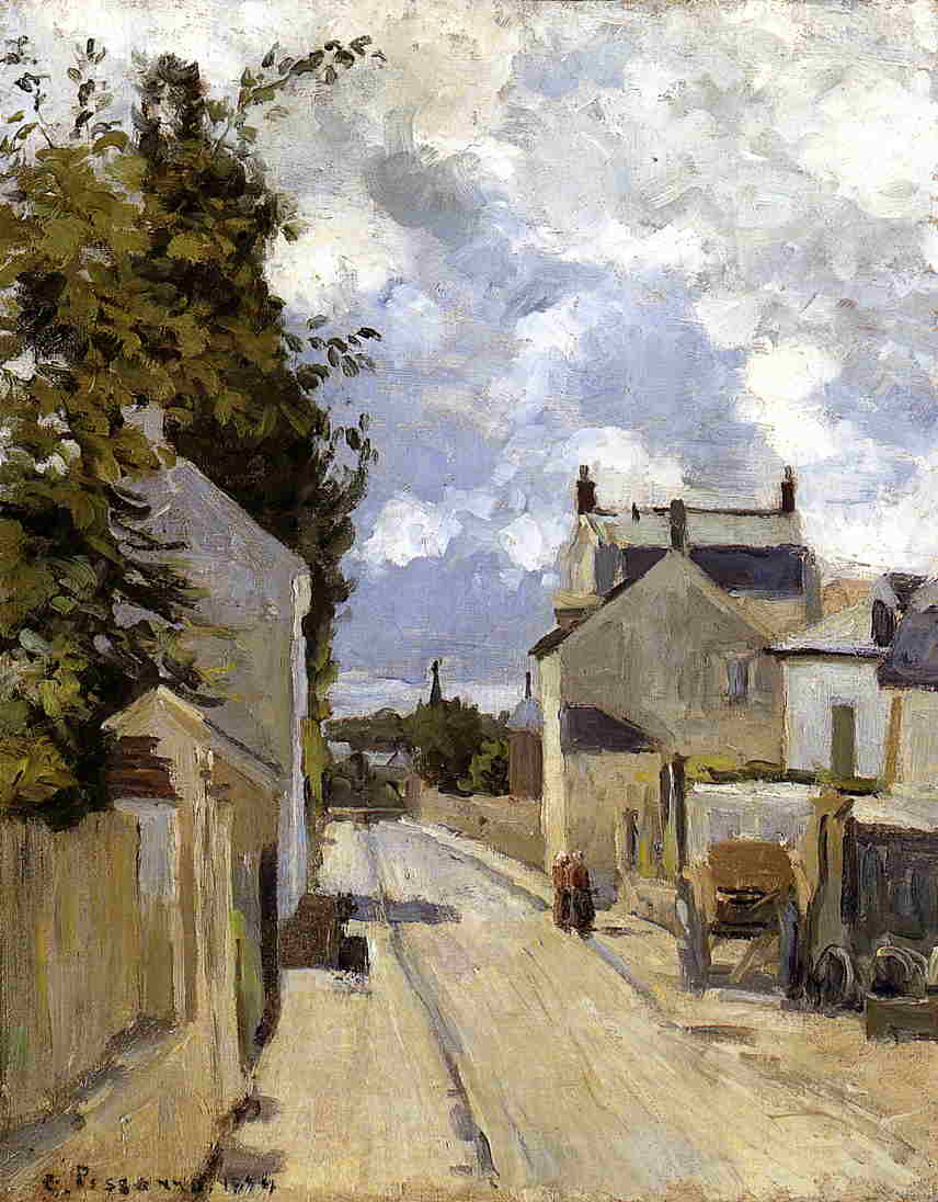 The street of Hermitage, Pontoise by Camille Pissarro — hand-painted architectural oil painting reproduction on canvas
