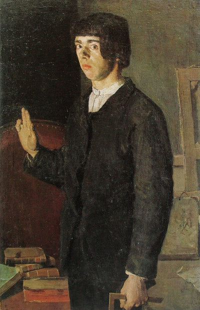 The student (Self-portrait) in bedroom
