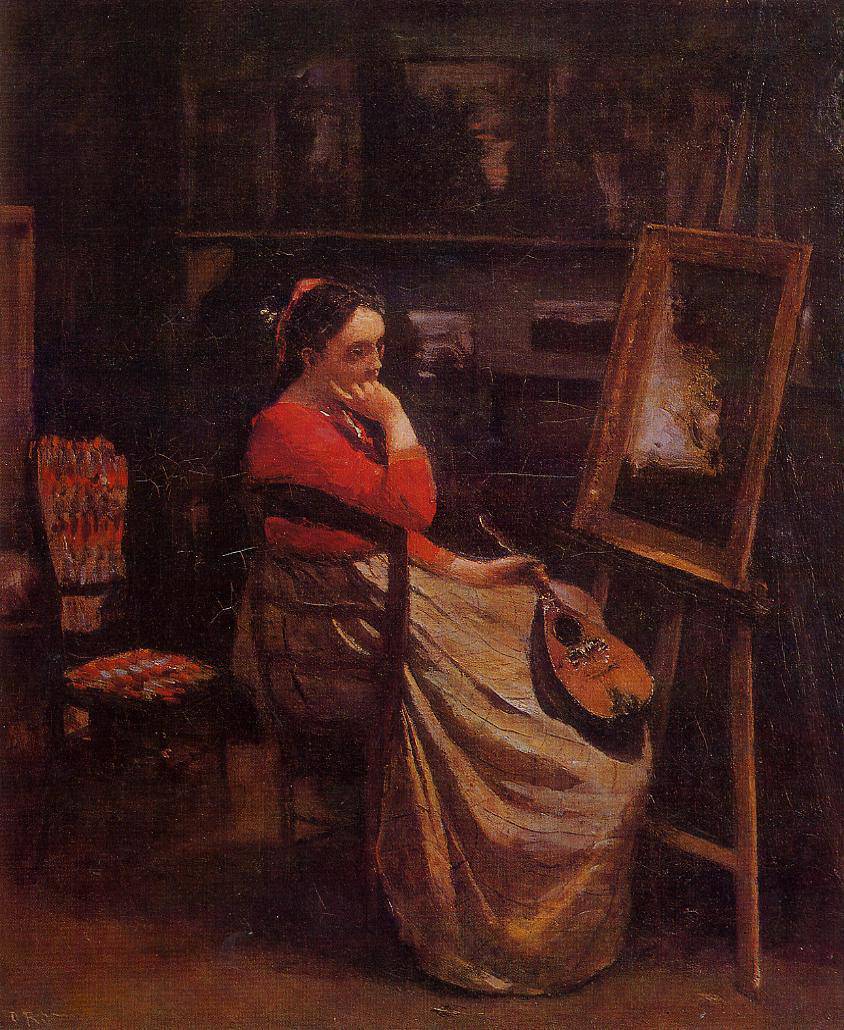 The Studio (Young Woman with a Mandolin) - Camille Corot