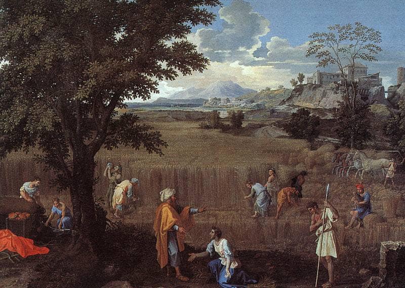 The Summer (Ruth and Boaz) by Nicolas Poussin — hand-painted botanical oil painting reproduction on canvas