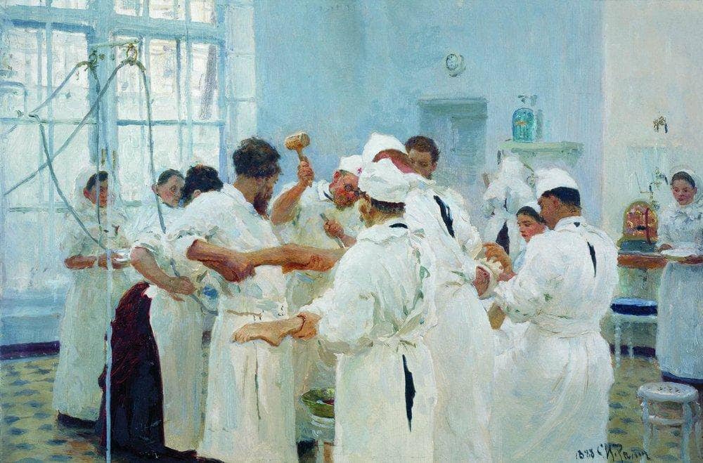 The Surgeon E. Pavlov in the Operating Theater by Ilya Repin — hand-painted portrait oil painting reproduction on canvas