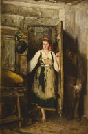 The surprise by Alexandre Antigna — female oil painting wall art, Realism