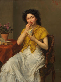 The sweet tooth by Ludwig Knaus — hand-painted portrait oil painting reproduction on canvas