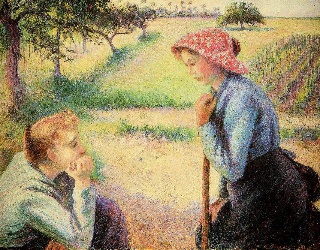 The talk by Camille Pissarro — hand-painted landscape oil painting reproduction on canvas
