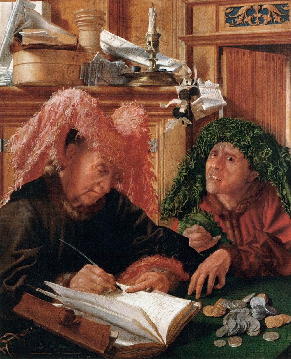 The Tax Collectors by Marinus van Reymerswaele, hand-painted portrait oil painting reproduction on canvas