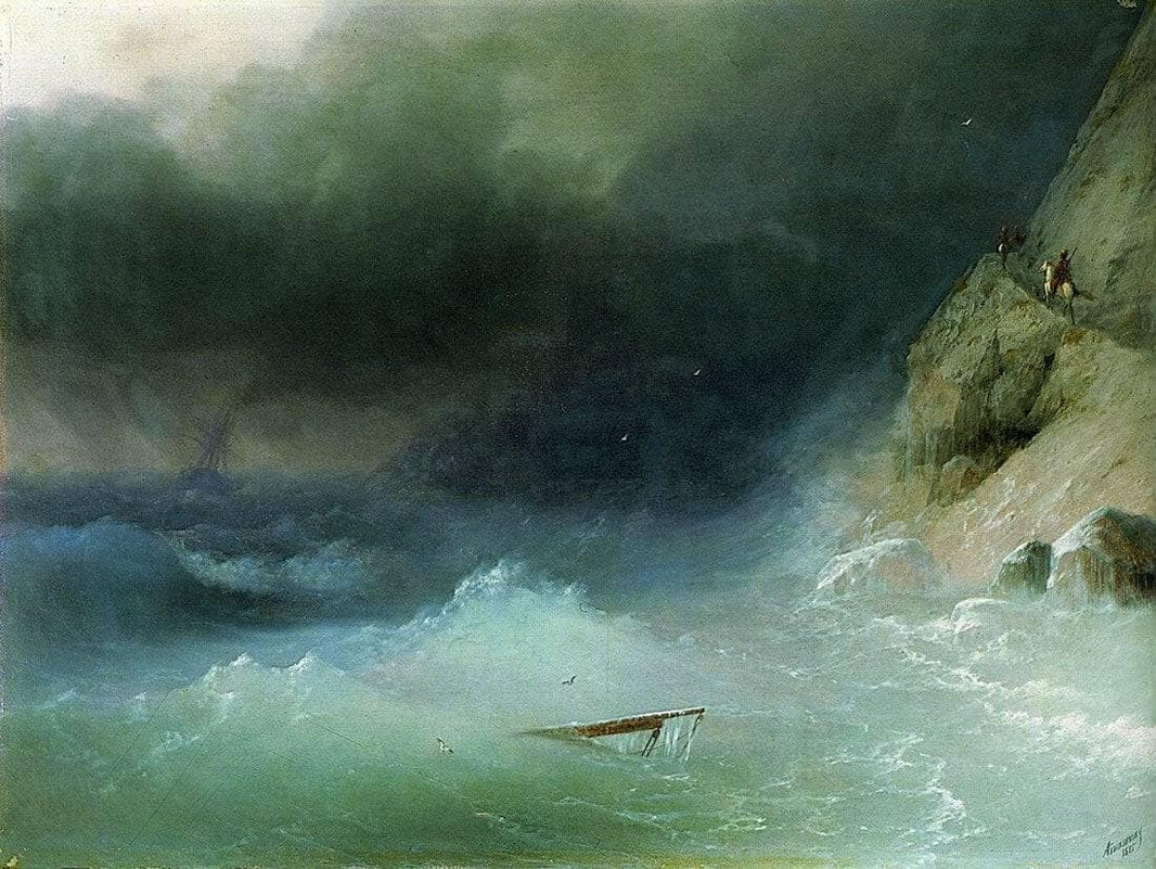 The Tempest near rocks by Ivan Aivazovsky — hand-painted landscape oil painting reproduction on canvas