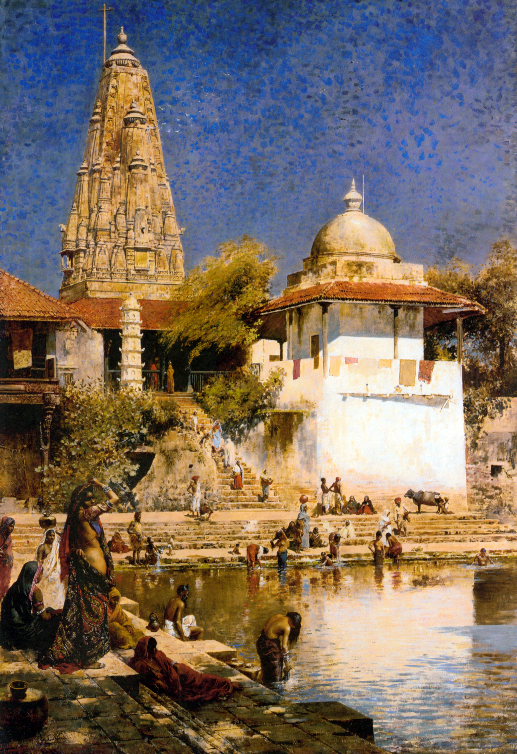 The Temple and Tank of Walkeschwar at Bombay - Edwin Lord Weeks