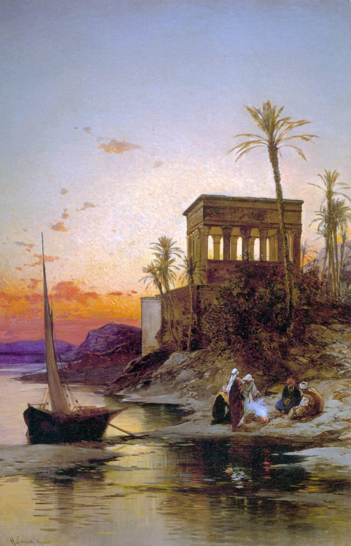 The temple of Trajan on the Nile, Egypt by Hermann David Salomon Corrodi — hand-painted cultural oil painting reproduction on canvas