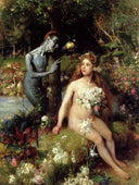 The temptation of Eve by Pierre Jean Van der Ouderaa — female oil painting wall art, Academicism