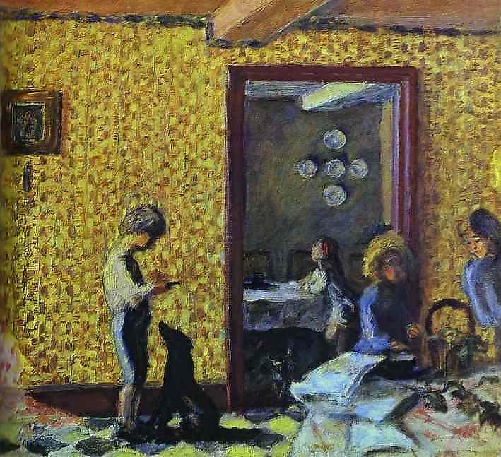 The Terrasse Children with Black Dog - Pierre Bonnard