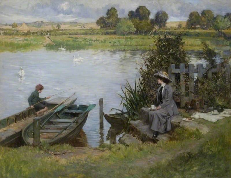 The Thames at Benson, Oxfordshire - Albert Chevallier Tayler