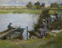 The Thames at Benson, Oxfordshire by Albert Chevallier Tayler — hand-painted landscape oil painting reproduction on canvas
