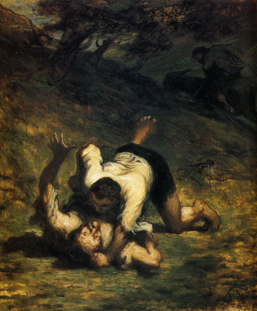 The Thieves and the Donkey by Honore Daumier — hand-painted animal oil painting reproduction on canvas