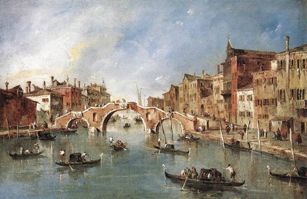 The Three Arched Bridge at Cannaregio - Francesco Guardi