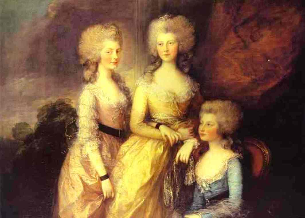 The three eldest daughters of George III: Princesses Charlotte, Augusta and Elizabeth by Thomas Gainsborough — hand-painted portrait oil painting reproduction on canvas