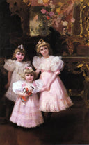 The Three Errazuriz Sisters by Joaquín Sorolla — group oil painting wall art, Impressionism