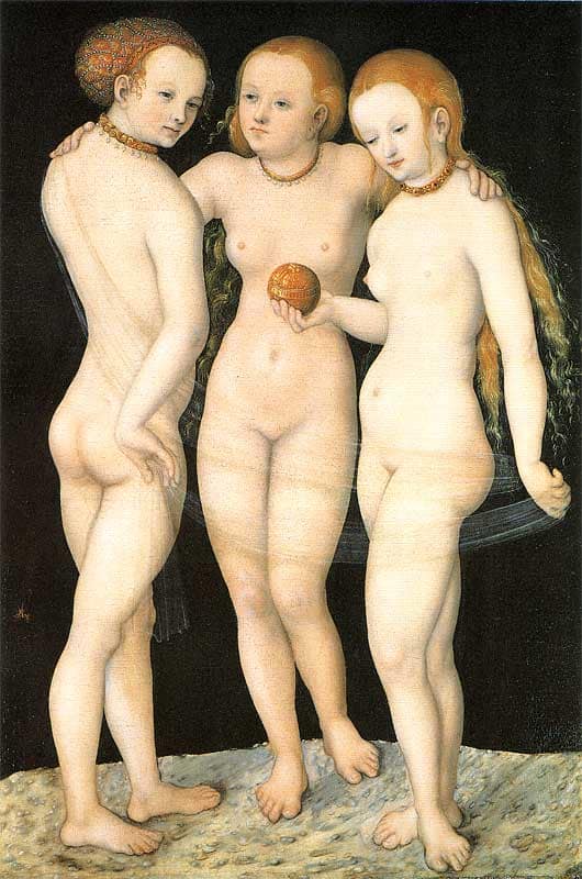 The Three Graces by Lucas Cranach the Elder — hand-painted portrait oil painting reproduction on canvas