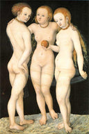 The Three Graces by Lucas Cranach the Elder — male oil painting wall art, Northern Renaissance