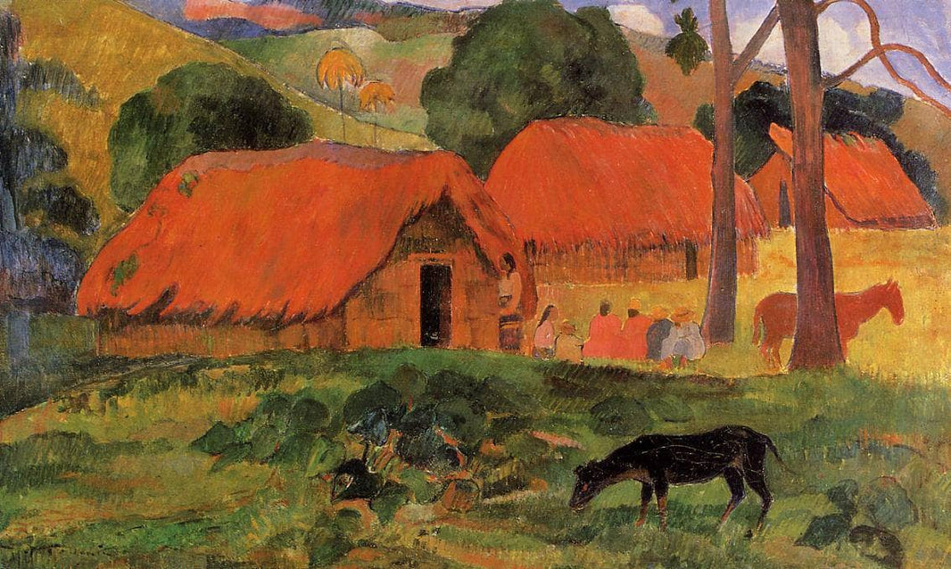 The Three Huts by Paul Gauguin — hand-painted animal oil painting reproduction on canvas