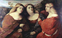 The Three Sisters by Palma Vecchio — hand-painted portrait oil painting reproduction on canvas