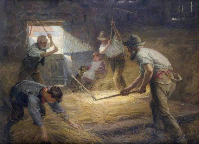 The Threshing Floor by Ralph Hedley — hand-painted cultural oil painting reproduction on canvas