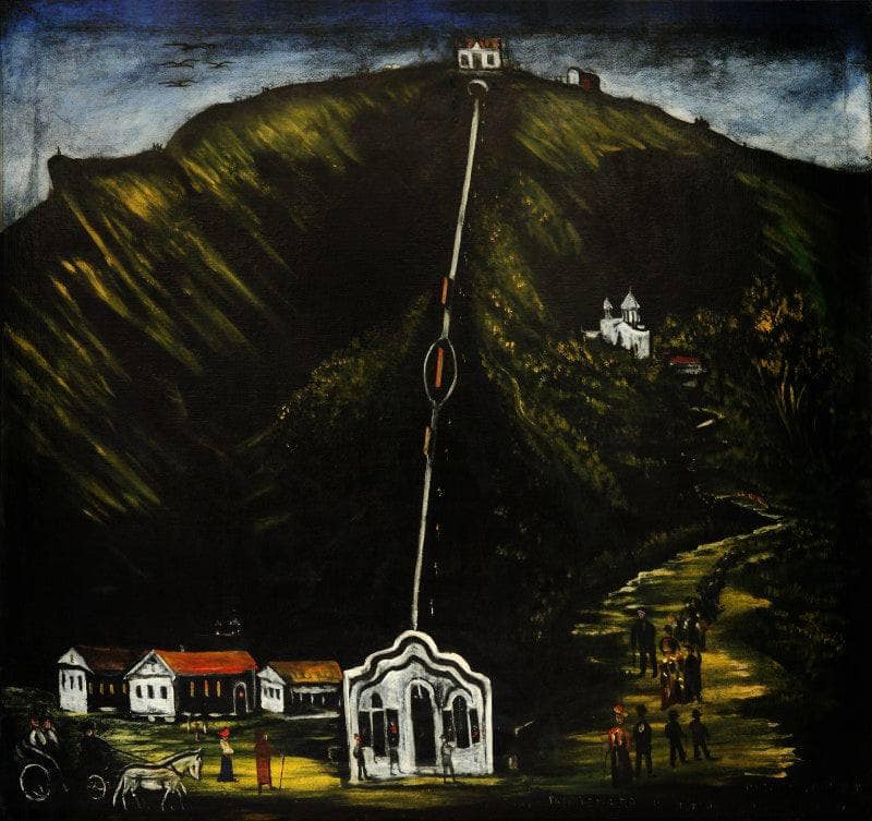 The Tiflis Funicular by Niko Pirosmani — hand-painted landscape oil painting reproduction on canvas