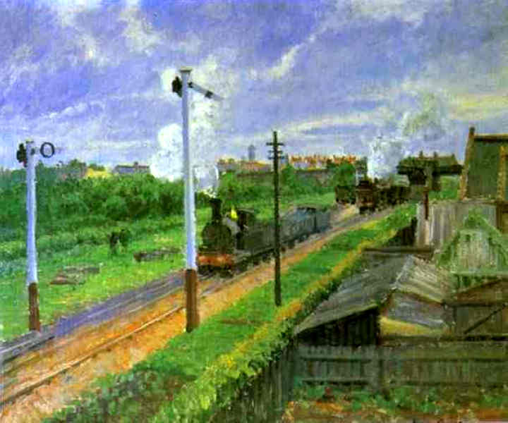 The Train, Bedford Park by Camille Pissarro — hand-painted landscape oil painting reproduction on canvas