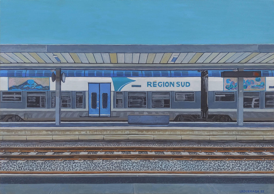The Train Station by Gregorio Undurraga — hand-painted landscape oil painting reproduction on canvas