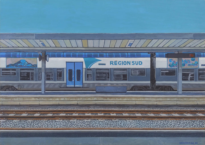 The Train Station by Gregorio Undurraga — hand-painted landscape oil painting reproduction on canvas