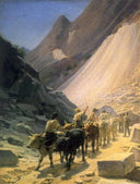 The Transportation of Marble at Carrara by Nikolai Ge — hand-painted landscape oil painting reproduction on canvas