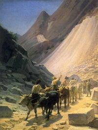 The Transportation of Marble at Carrara by Nikolai Ge — hand-painted landscape oil painting reproduction on canvas